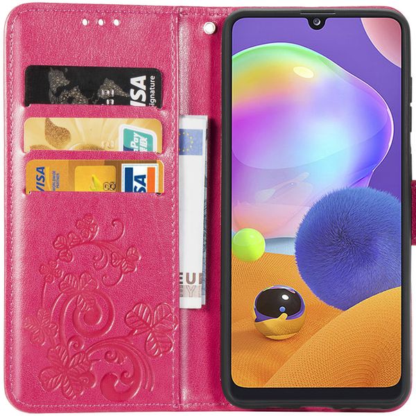 Klavertje Bloemen Bookcase Samsung Galaxy A31 - Fuchsia