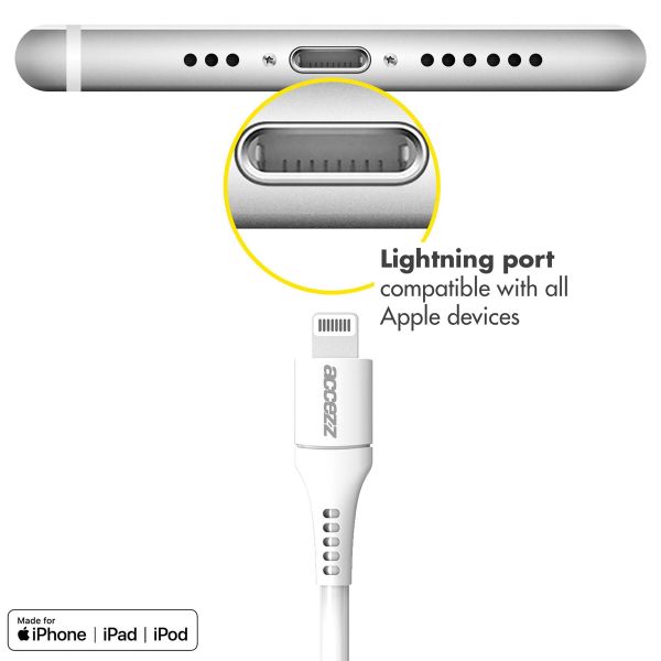 Accezz Lightning naar USB kabel iPhone 13 Pro - MFi certificering - 0,2 meter - Wit