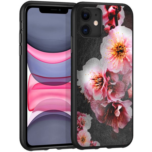 iMoshion Design hoesje iPhone 11 - Bloem - Roze / Zwart