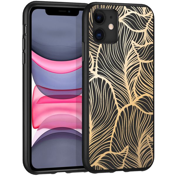 iMoshion Design hoesje iPhone 11 - Bladeren / Zwart