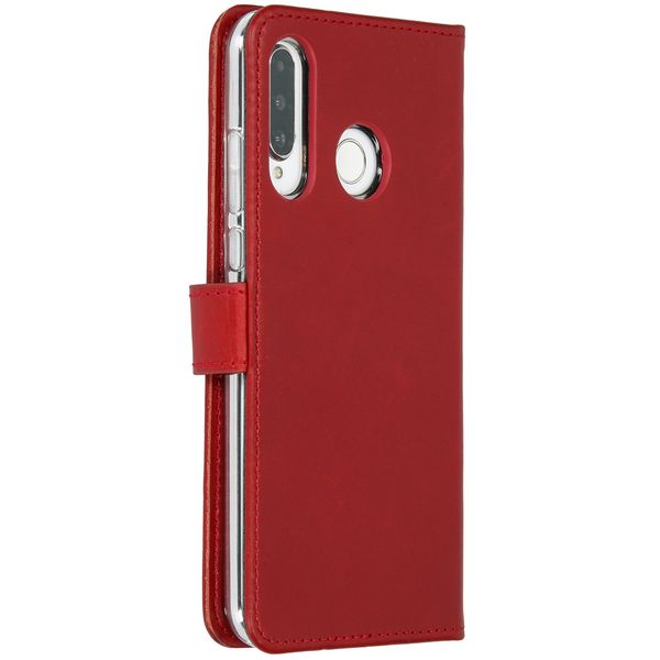 Selencia Echt Lederen Bookcase Huawei P30 Lite - Rood