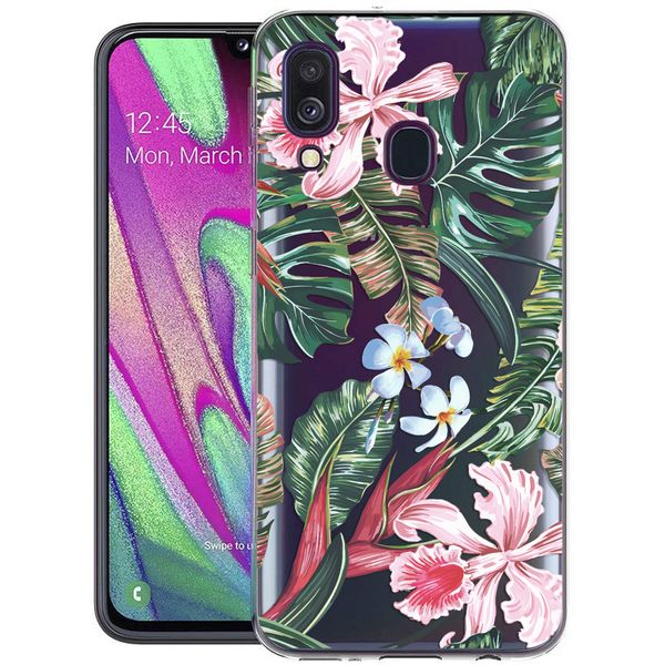 iMoshion Design hoesje Samsung Galaxy A40 - Jungle - Groen / Roze