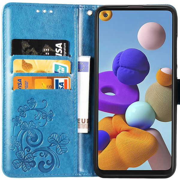 Klavertje Bloemen Bookcase Samsung Galaxy A21s - Turquoise