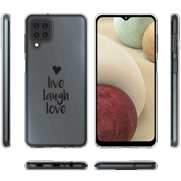 iMoshion Design hoesje Samsung Galaxy A12 - Live Laugh Love - Zwart