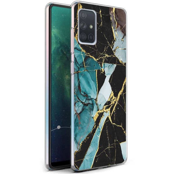 iMoshion Design hoesje Samsung Galaxy A71 - Marmer - Gebroken Blauw