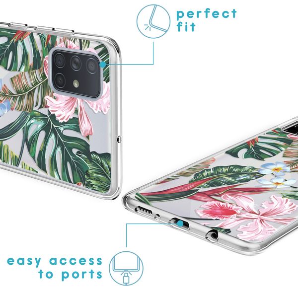 iMoshion Design hoesje Samsung Galaxy A71 - Jungle - Groen / Roze