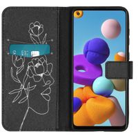 iMoshion Design Softcase Bookcase Galaxy A21s - Woman Flower Black