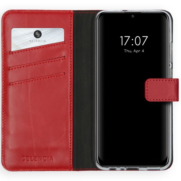 Selencia Echt Lederen Bookcase Huawei P Smart (2020) - Rood