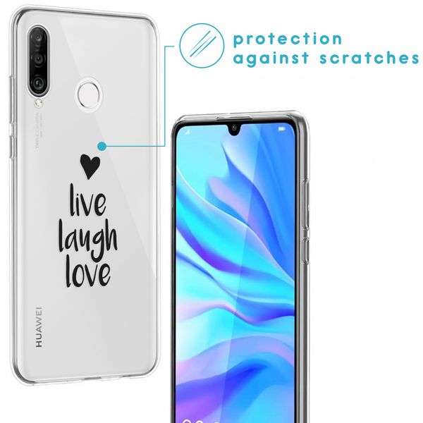 iMoshion Design hoesje Huawei P30 Lite - Live Laugh Love - Zwart