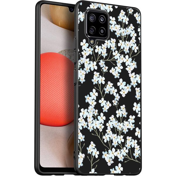 iMoshion Design hoesje Samsung Galaxy A42 - Bloem - Wit / Zwart