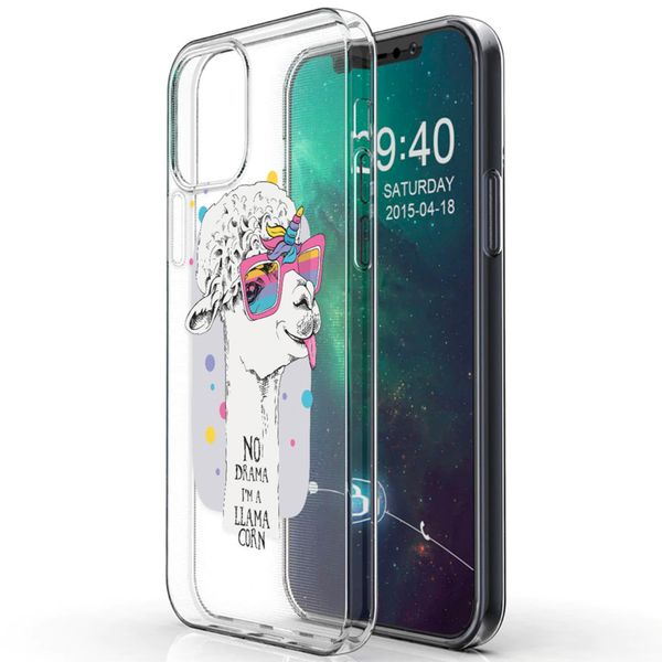 iMoshion Design hoesje iPhone 12 (Pro) - Llama - Wit