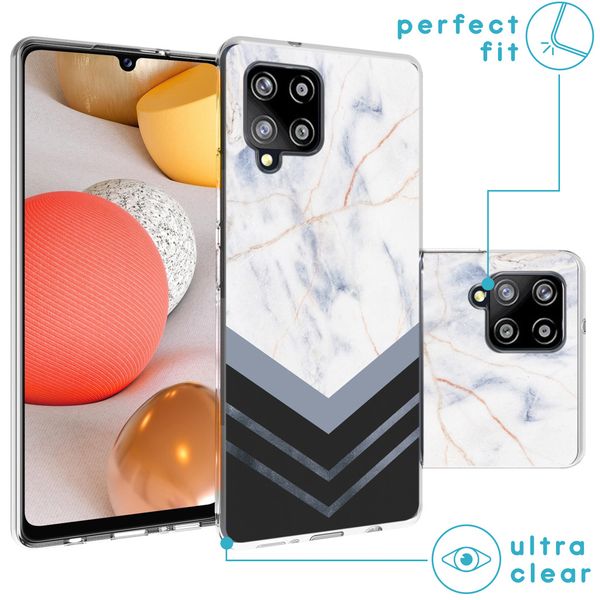 iMoshion Design hoesje Samsung Galaxy A42 - Marmer - Wit / Zwart