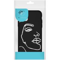 iMoshion Design hoesje iPhone 14 - Abstract Gezicht - Wit / Zwart