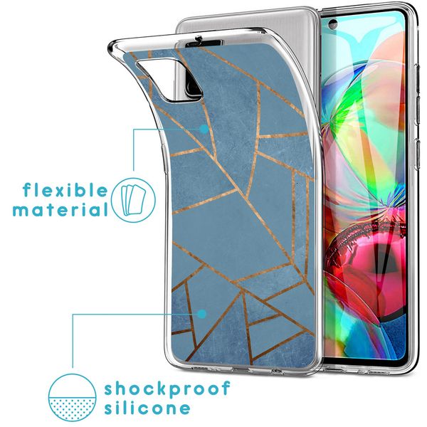 iMoshion Design hoesje Samsung Galaxy A71 - Grafisch Koper / Blauw