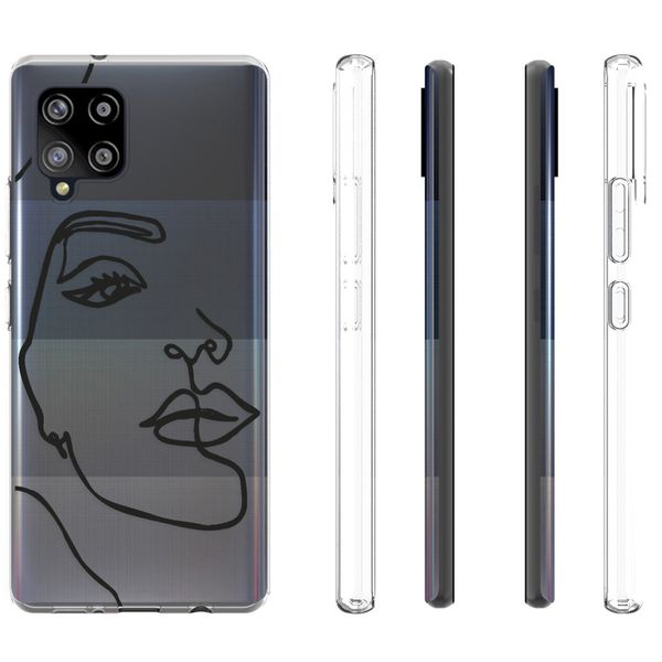 iMoshion Design hoesje Samsung Galaxy A42 - Abstract Gezicht - Zwart