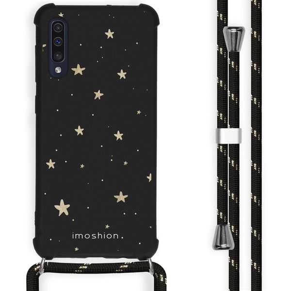 iMoshion Design hoesje met koord Samsung Galaxy A50 - Sterren - Zwart / Goud