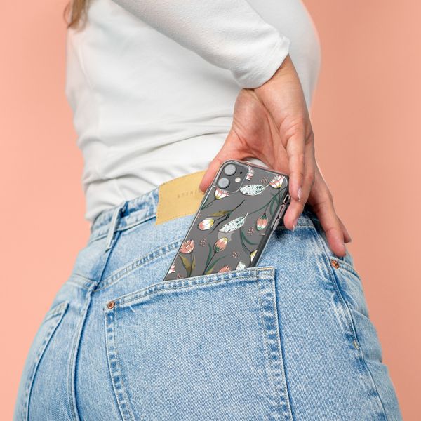 iMoshion Design hoesje iPhone Xr - Bloem - Roze / Groen