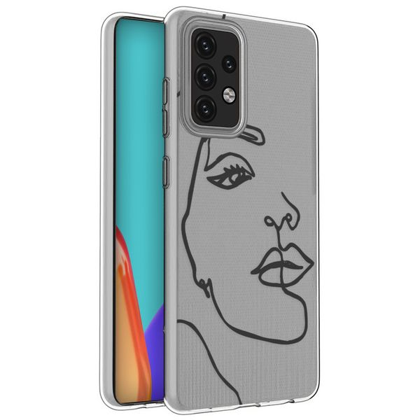 iMoshion Design hoesje Samsung Galaxy A52(s) (5G/4G) - Abstract Gezicht -Zwart