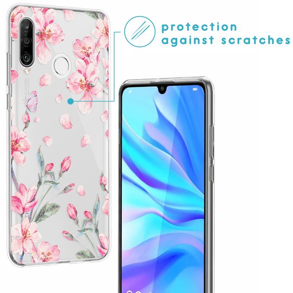 iMoshion Design hoesje Huawei P30 Lite - Bloem - Roze