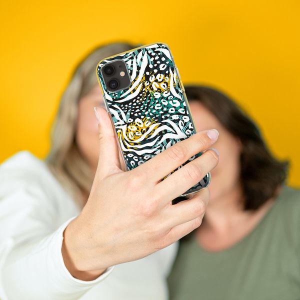 iMoshion Design hoesje iPhone 12 (Pro) - Jungle - Wit / Zwart