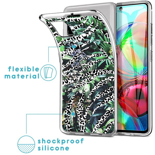 iMoshion Design hoesje Galaxy A71 - Jungle - Wit / Zwart / Groen