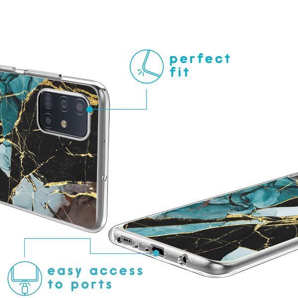 iMoshion Design hoesje Samsung Galaxy A51 - Marmer - Gebroken Blauw