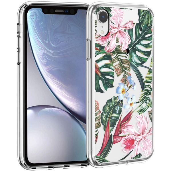 iMoshion Design hoesje iPhone Xr - Jungle - Groen / Roze