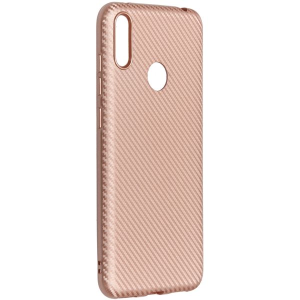 Carbon Softcase Backcover Huawei Y7 (2019) - Rosé Goud