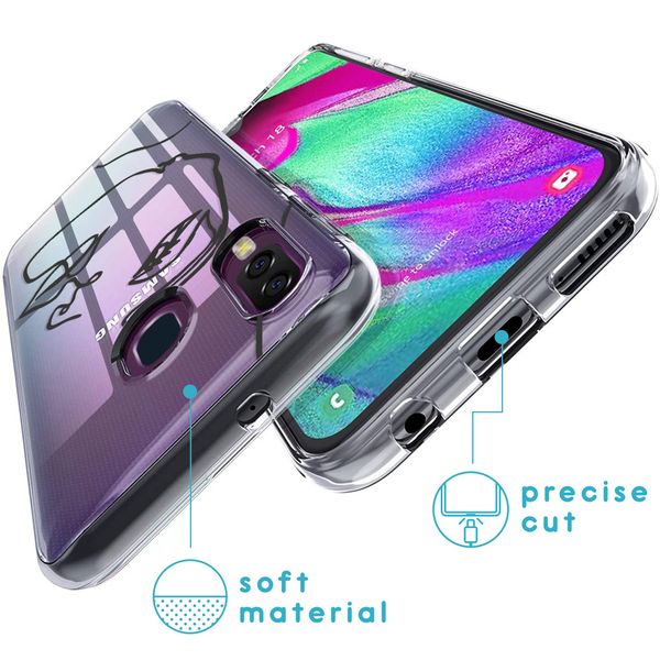 iMoshion Design hoesje Samsung Galaxy A40 - Abstract Gezicht - Zwart