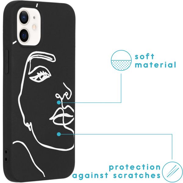 iMoshion Design hoesje iPhone 12 Mini - Abstract Gezicht - Wit