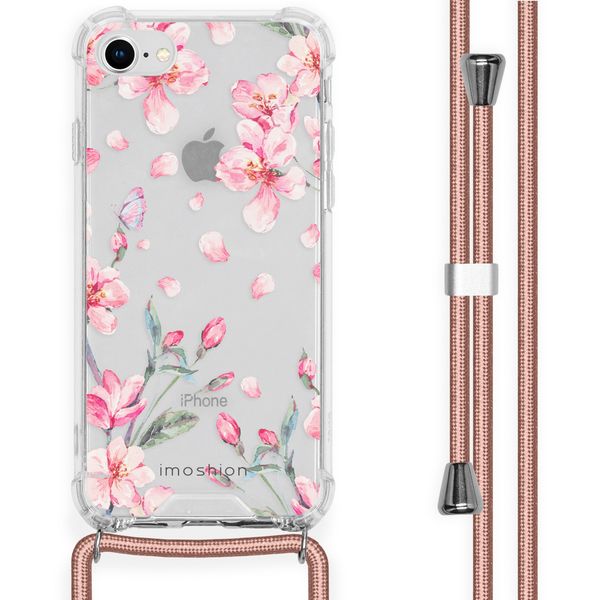 iMoshion Design hoesje met koord iPhone SE (2022 / 2020) / 8 / 7 - Bloem - Roze