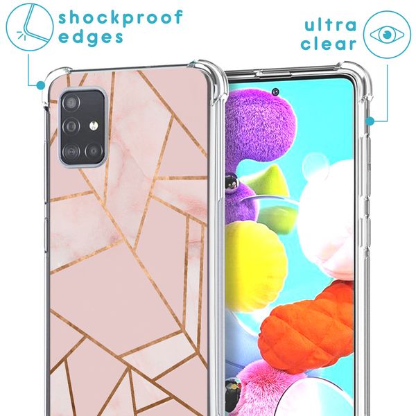 iMoshion Design hoesje met koord Samsung Galaxy A71 - Grafisch Koper - Roze / Goud