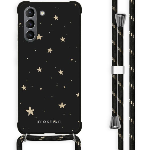 iMoshion Design hoesje met koord Samsung Galaxy S21 - Sterren - Zwart / Goud