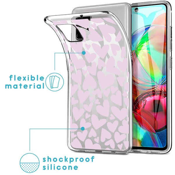 iMoshion Design hoesje Samsung Galaxy A71 - Hartjes - Roze