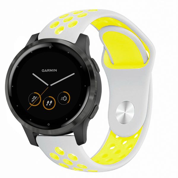 iMoshion Siliconen sport bandje Garmin Vivoactive 4L - Zilver / Geel