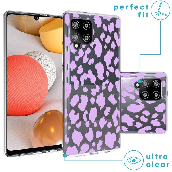 iMoshion Design hoesje Samsung Galaxy A42 - Luipaard - Paars