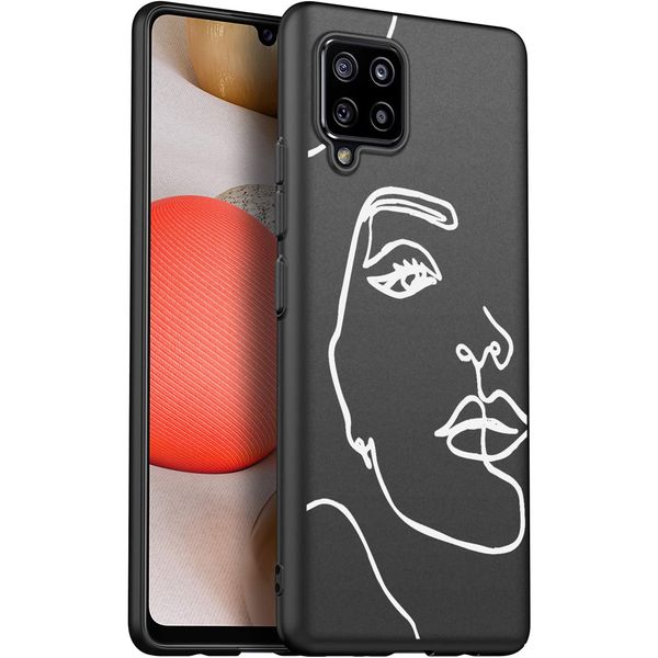 iMoshion Design hoesje Samsung Galaxy A42 - Abstract Gezicht - Wit