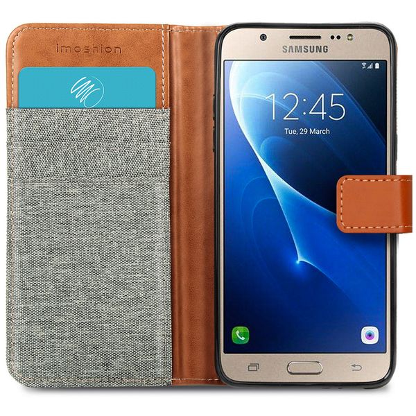 iMoshion Luxe Canvas Bookcase Samsung Galaxy J5 (2016) - Grijs