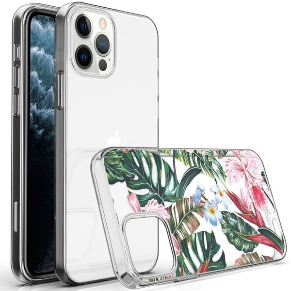 iMoshion Design hoesje iPhone 12 (Pro) - Jungle - Groen / Roze