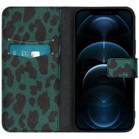 iMoshion Design Softcase Bookcase iPhone 12 (Pro) - Green Leopard