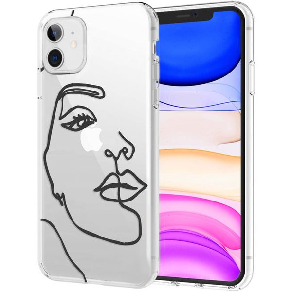 iMoshion Design hoesje iPhone 11 - Abstract Gezicht - Zwart