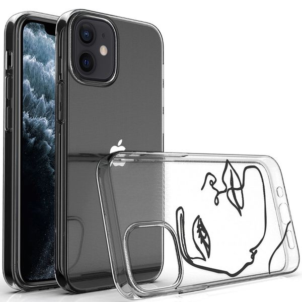 iMoshion Design hoesje iPhone 12 Mini - Abstract Gezicht - Zwart