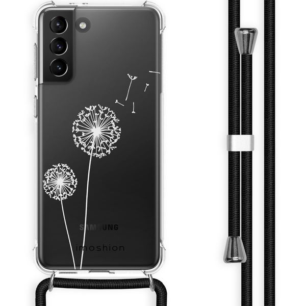 iMoshion Design hoesje met koord voor Samsung Galaxy S21 Plus - Paardenbloem - Wit