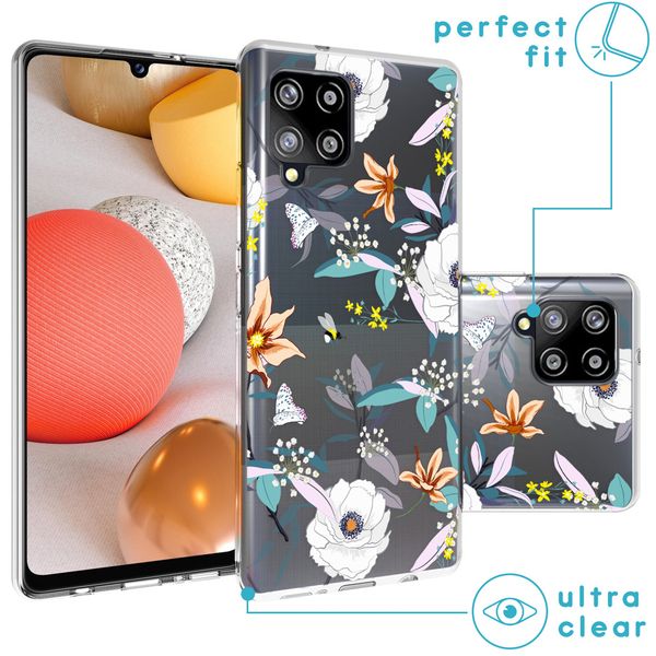 iMoshion Design hoesje Samsung Galaxy A42 - Bloem - Wit