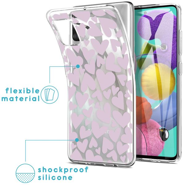 iMoshion Design hoesje Samsung Galaxy A51 - Hartjes - Roze