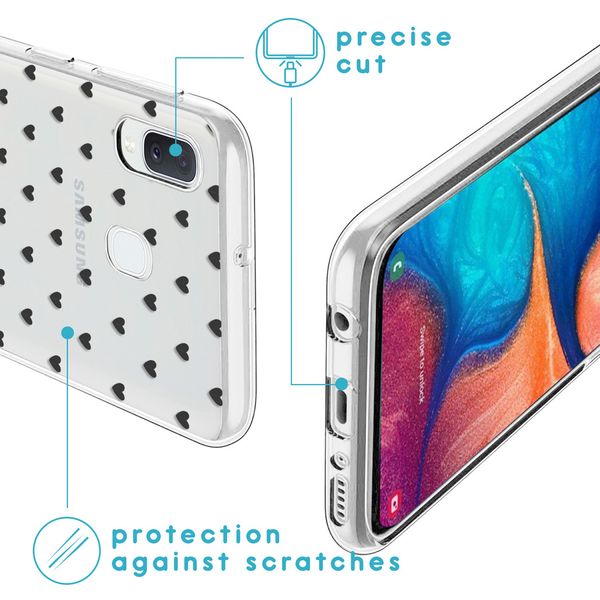 iMoshion Design hoesje Samsung Galaxy A20e - Hartjes - Zwart