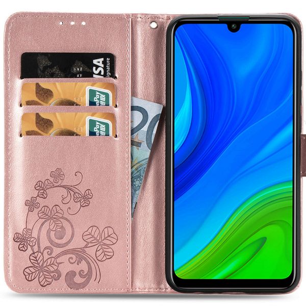 Klavertje Bloemen Bookcase Huawei P Smart (2020) - Rosé Goud