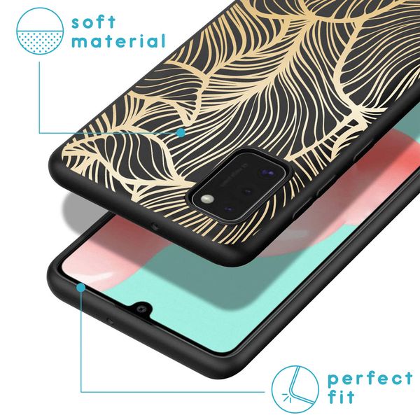 iMoshion Design hoesje Samsung Galaxy A41 - Bladeren / Zwart