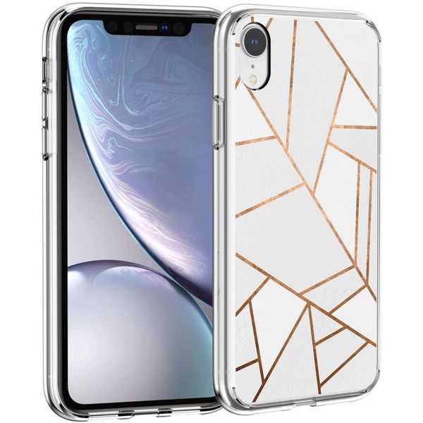 iMoshion Design hoesje iPhone Xr - Grafisch Koper / Wit