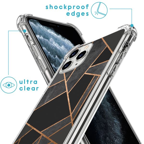 iMoshion Design hoesje met koord iPhone 11 Pro Max - Grafisch Koper - Zwart / Goud